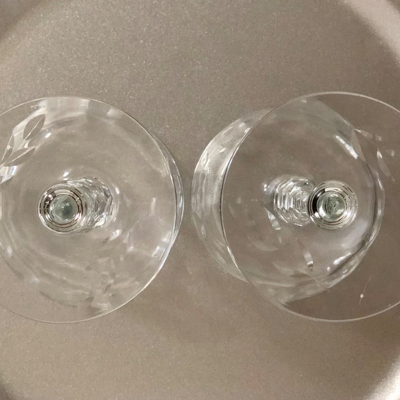VINTAGE Etched Crystal Sherbert/Champagne (2) Glasses Rock Sharpe Floral - Picture 6 of 9
